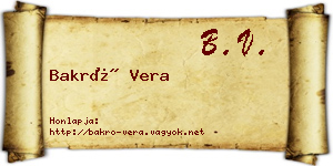 Bakró Vera névjegykártya